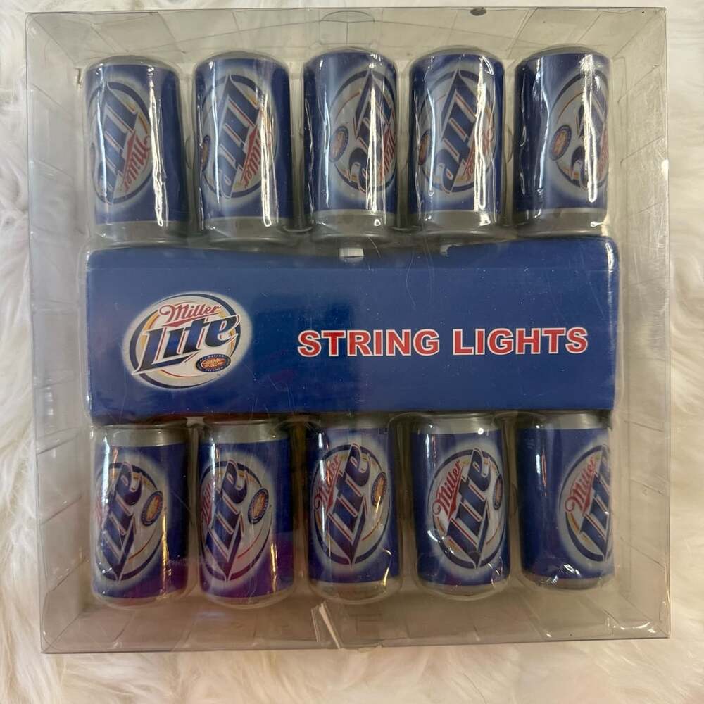 Miller Lite Beer Can String Lights 10-Light 9-Feet Long Rabbit Tanaka